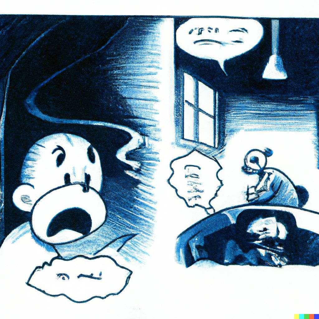 a representation of anxiety, cartoon by Osamu Tezuka